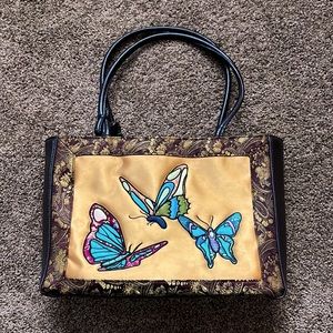 Butterfly Embroidery Purse with 3 compartments